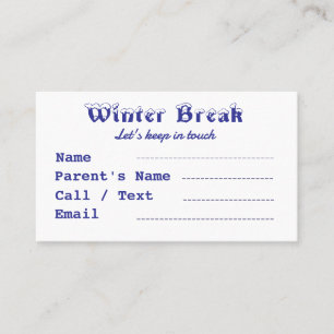 Winter Break-barn Visitkort
