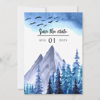 Winter-bröllopskoncept Evergreen Forest Card Inbjudningar