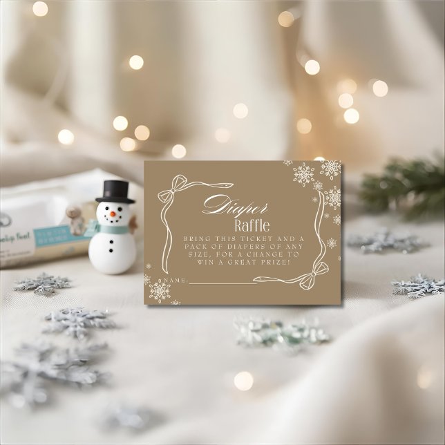 Winter Brown Diaper Raffle Baby Shower Tilläggskort (Winter Brown Diaper Raffle Baby Shower Enclosure Card)