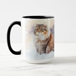 Winter Brown och White Maine Coon Tabby katt Mugg