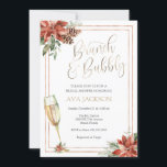 Winter Brunch och Möhippa I av BubLY Champagne Inbjudningar<br><div class="desc">Denna Brunch med Bride Inbjudningskort för möhippan är perfekt att fira att bruden är eller en brud som redan har gått. Anpassa med din information så att bruden blir. Med en guld champagneflute,  guld ram och poinsettias,  evergreen med eukalyptus.</div>