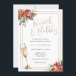 Winter Brunch och Möhippa I av BubLY Champagne Inbjudningar<br><div class="desc">Denna Brunch med Bride Inbjudningskort för möhippan är perfekt att fira att bruden är eller en brud som redan har gått. Anpassa med din information så att bruden blir. Med en guld champagneflute,  guld ram och poinsettias,  evergreen med eukalyptus.</div>