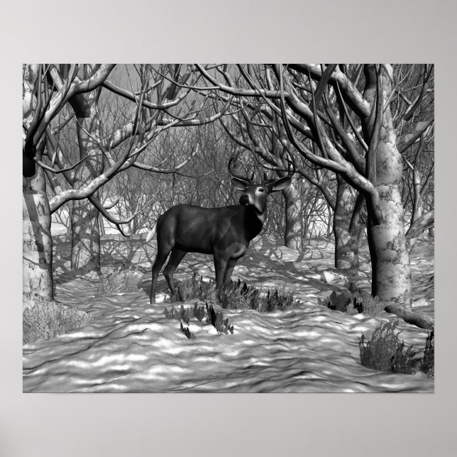 Winter Buck B/W Poster (Framsidan)