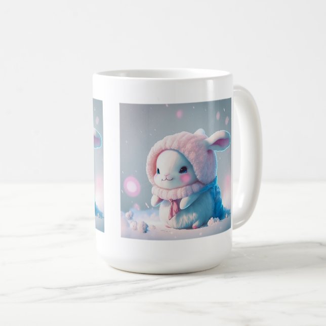Winter Bunny Classic Mugg, 15 oz Kaffemugg (Framsida höger)