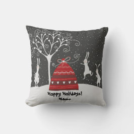 Winter Bunny Hoppy Helgdagar Dekorativ kudde