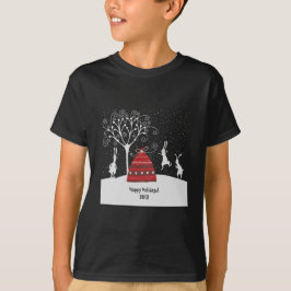 Winter Bunny Hoppy Helgdagars T-Shirt
