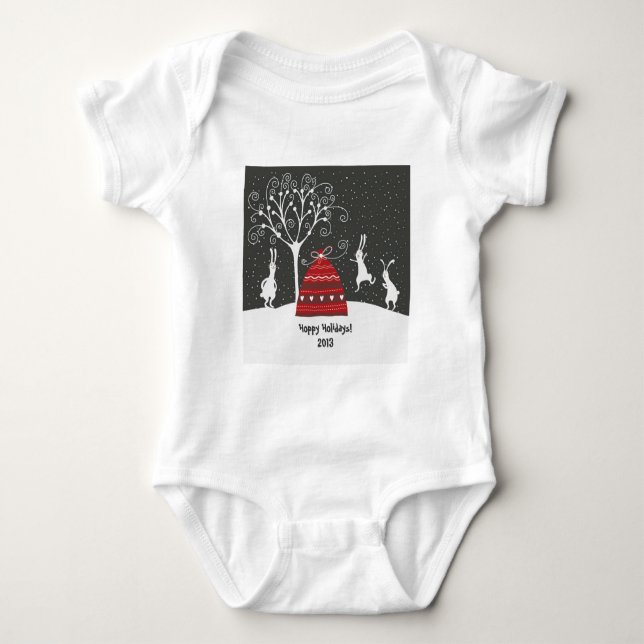 Winter Bunny Hoppy Helgdagars T-Shirt (Framsida)