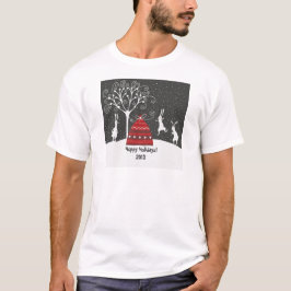 Winter Bunny Hoppy Helgdagars T-Shirt