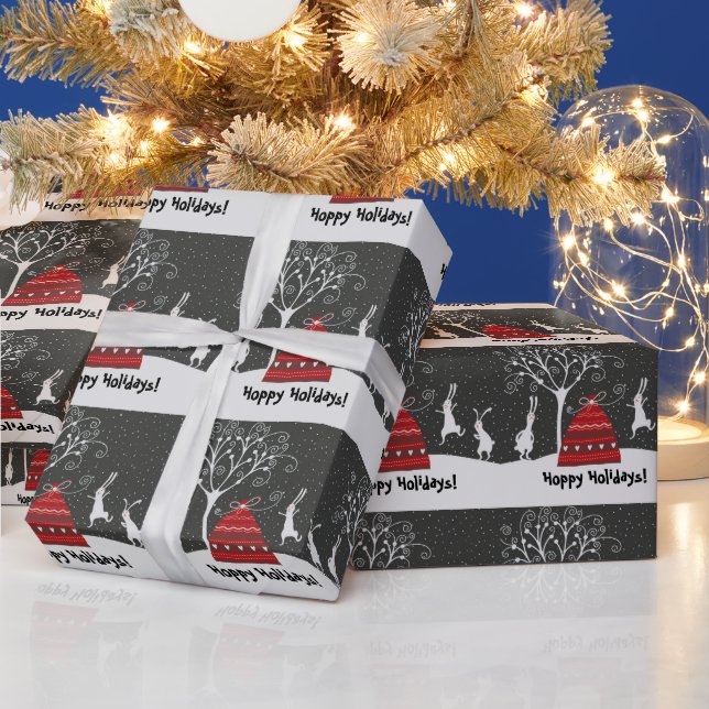 Winter Bunny Hoppy Helgdagars Wrapping Papper Presentpapper (Helgdagar)
