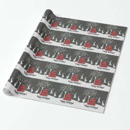 Winter Bunny Hoppy Helgdagars Wrapping Papper Presentpapper