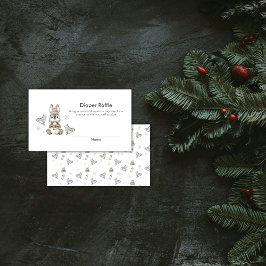 Winter Bunny Ice Skate Diaper Raffle Baby Shower Tilläggskort