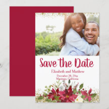 Winter Burgundy Poinsettia Glitter Spara datumet