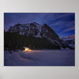 Winter Cabin i Skogen Poster