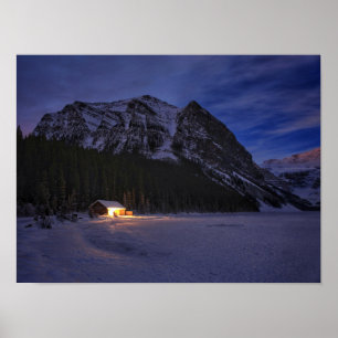 Winter Cabin i Skogen Poster