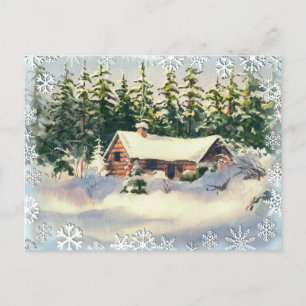 WINTER CABIN I SNÖ by SHARON SHARPE Vykort