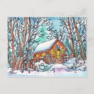 Winter Cabin Vykort