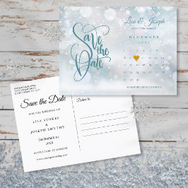 Winter Calendar Guld Heart Spara datum Meddelande Vykort