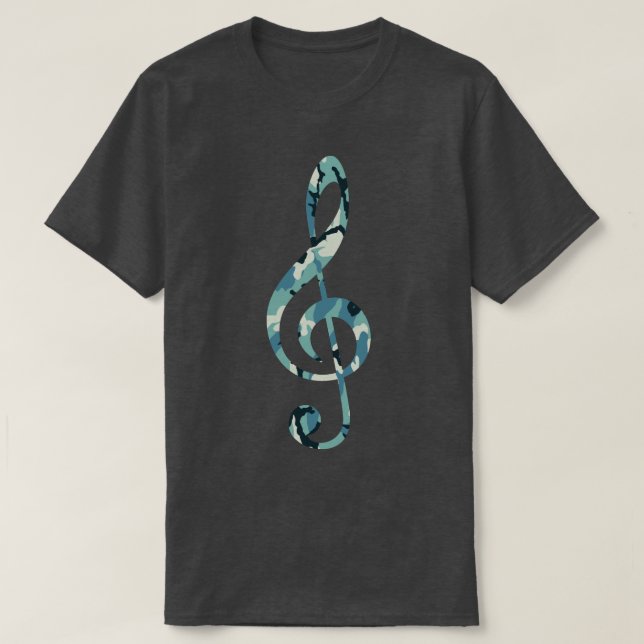 Winter Camo Mönster Treble Clef T Shirt (Design framsida)