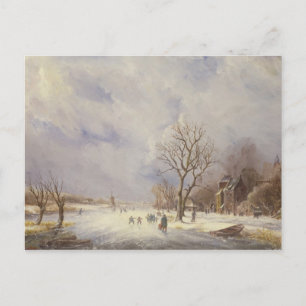 Winter Canal Scene, 1800-talet Vykort