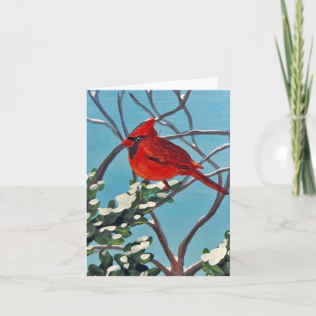Winter Cardinal Folded Card Meddelande (Framsida)