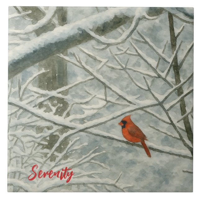 Winter Cardinal Kakelplatta (Framsidan)