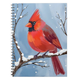 Winter Cardinal Red Bird Watercolor Painting Anteckningsbok