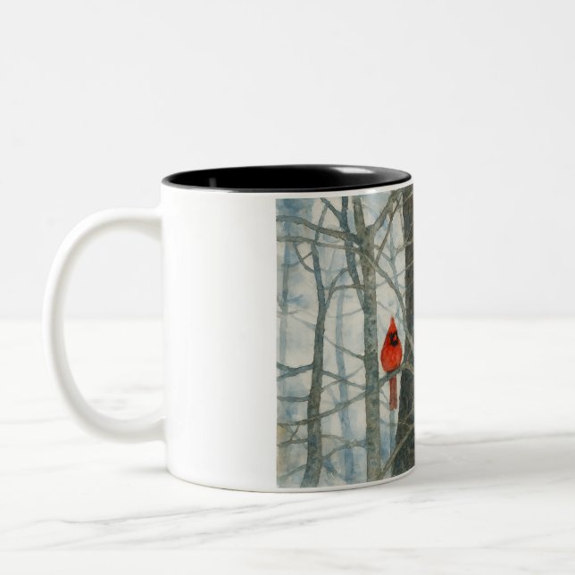 Winter Cardinals in Watercolor Två-Tonad Mugg (Vänster)
