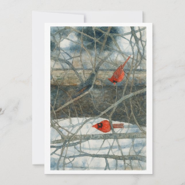 Winter Cardinals Julkort (Framsida)