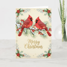 Winter Cardinals Merry Christmas Card Kort
