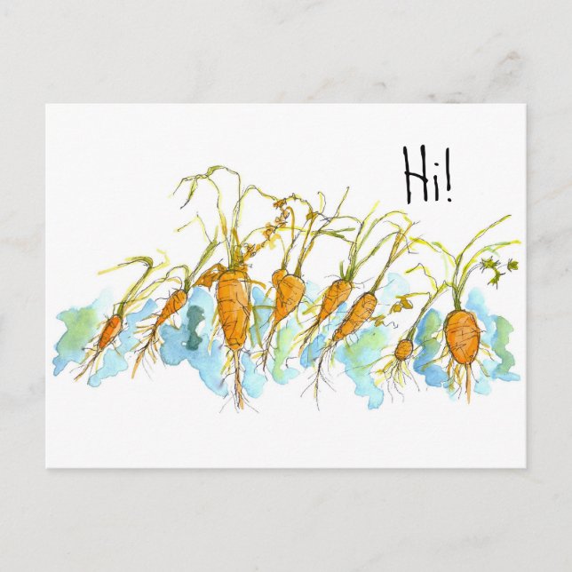 Winter Carrots Vegetable Garden Watercolor Hej Vykort (Framsida)