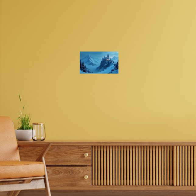 Winter Castle Mountain Fantasy Landscape Poster (Vardagsrum 2)