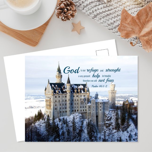 Winter Castle, psalm 46 1-2 Bible Verse Vykort (Skapare uppladdad)