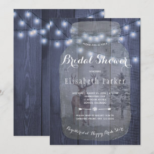 Winter Chic Rustic Barn Wood Möhippa Inbjudningar