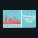 WInter Chicago Skyline-adressetiketter Fraktsedel<br><div class="desc">Hälsning från Chicago Den här utformningen kan anpassas ytterligare och läggas till i olika produkter på Zazzle</div>