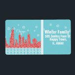 WInter Chicago Skyline-adressetiketter Fraktsedel<br><div class="desc">Hälsning från Chicago Den här utformningen kan anpassas ytterligare och läggas till i olika produkter på Zazzle</div>