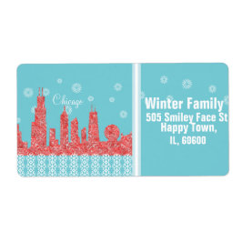 WInter Chicago Skyline-adressetiketter Fraktsedel