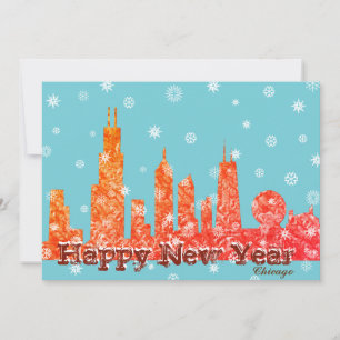 Winter Chicago Skyline Helgdag Card Julkort