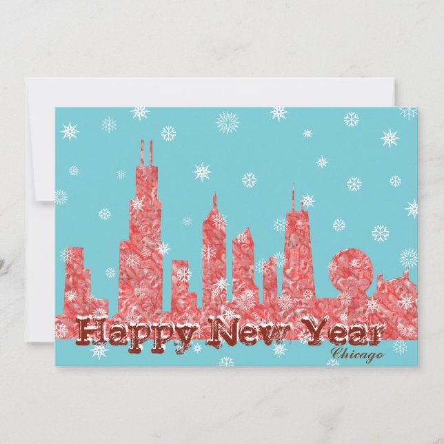 WInter Chicago Skyline Helgdag Card Julkort (Framsida)