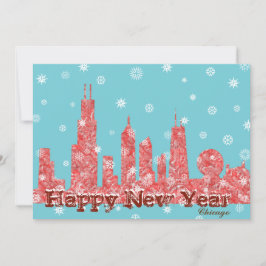 WInter Chicago Skyline Helgdag Card Julkort