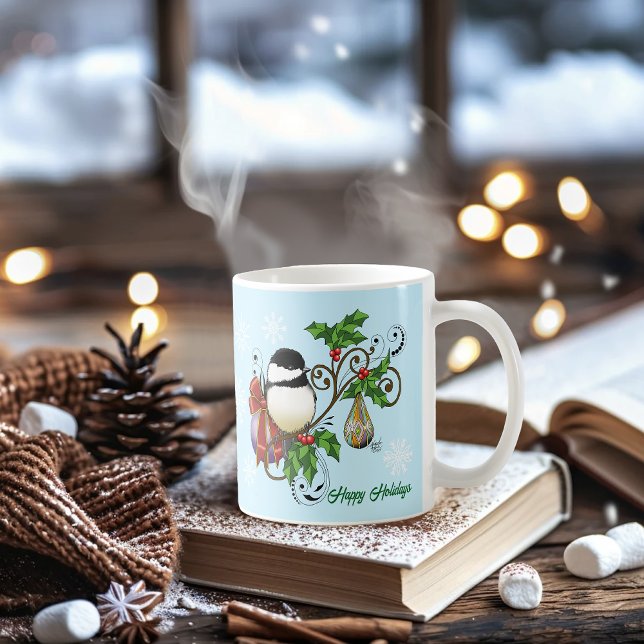 Winter Chickadee-jul Kaffemugg (Skapare uppladdad)