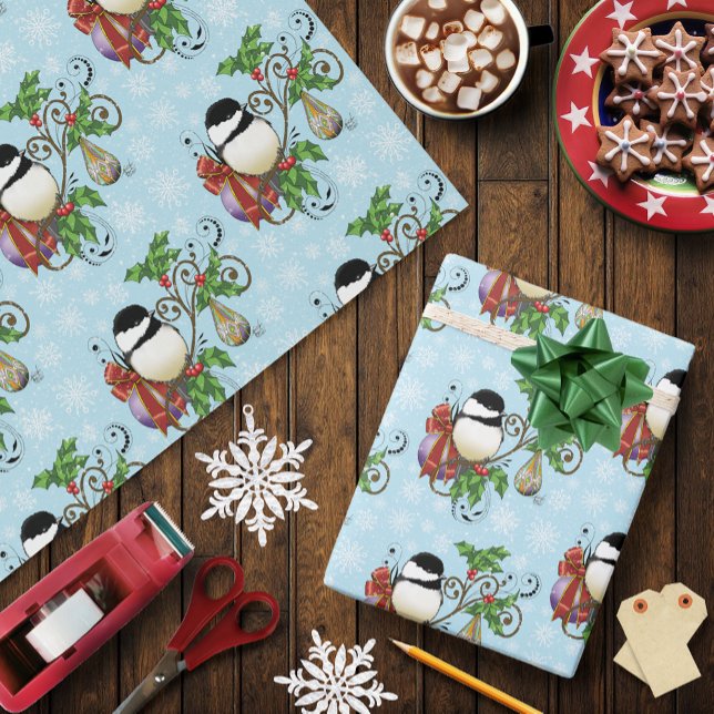 Winter Chickadee-jul Presentpapper (Skapare uppladdad)