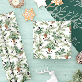 Winter Chickadee Woodland Mönster Presentpapper