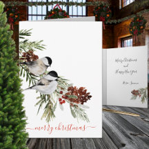 Winter Chickadees Gräs Berries God jul