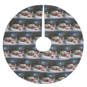 Winter Chihuahua Caravan jul Äventyr Julgransmatta Borstad Polyester