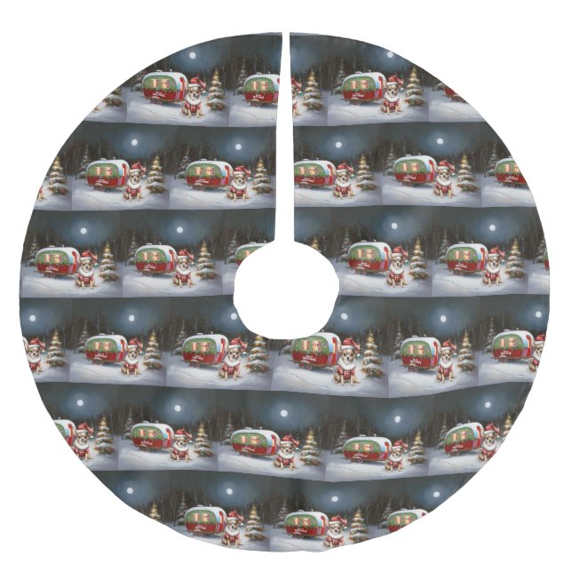 Winter Chihuahua Caravan jul Äventyr Julgransmatta Borstad Polyester (Framsidan)