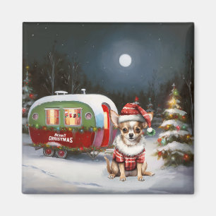 Winter Chihuahua Caravan jul Äventyr Magnet