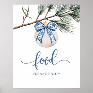 Winter Chinoiserie Bow Food Party Sign Poster