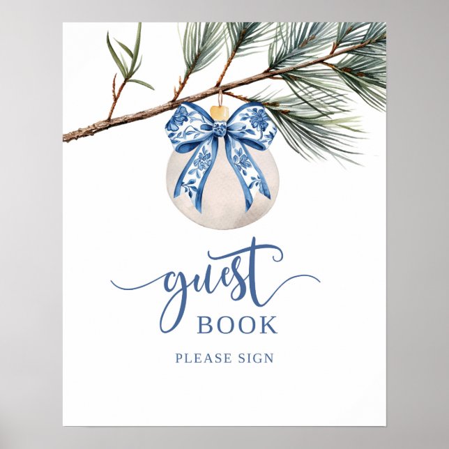 Winter Chinoiserie Bow Guest Bok Party-tecken Poster (Framsidan)