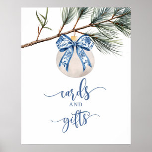 Winter Chinoiserie Bow-kort och Party-tecken Poster