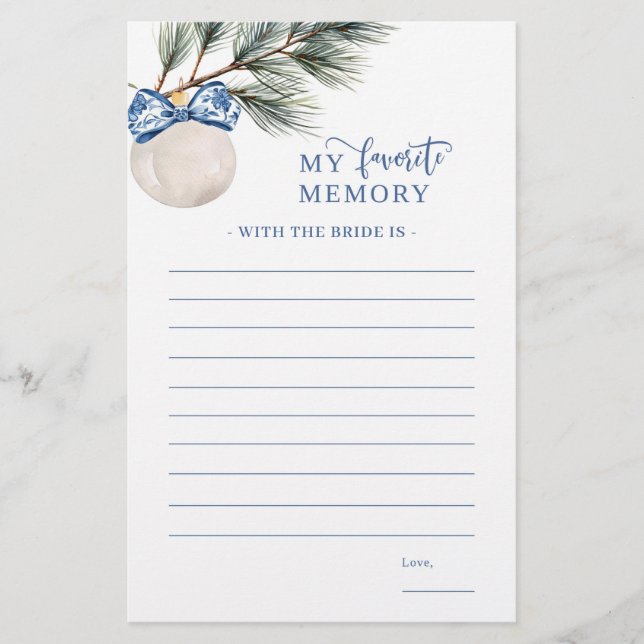 Winter Chinoiserie Bow My Favorite Memory Game (Framsida)